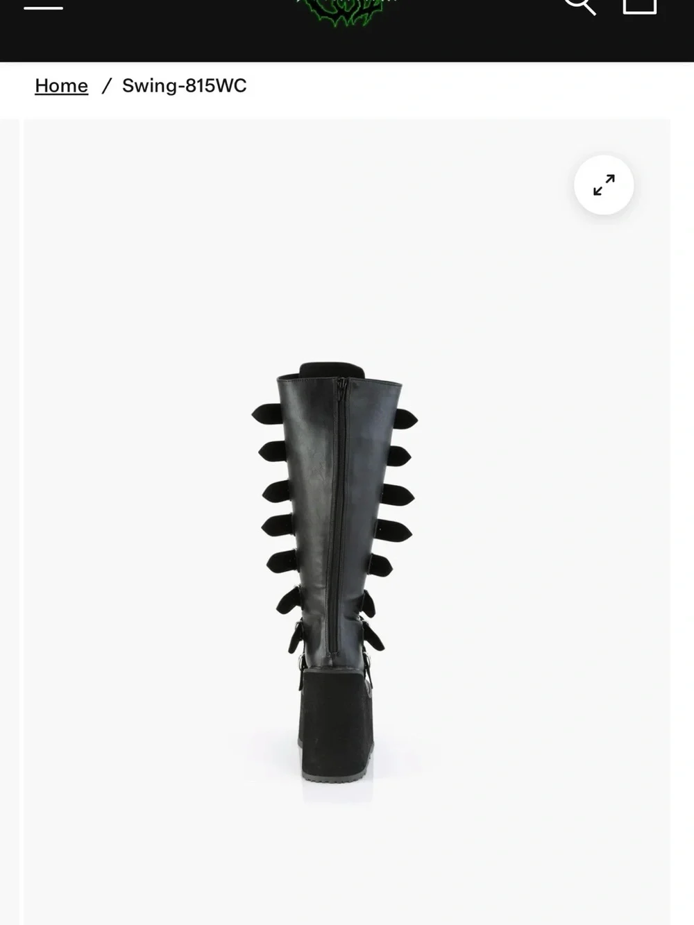 Black Demonia Swing815WC Wide Calf Platform Knee-High Boot